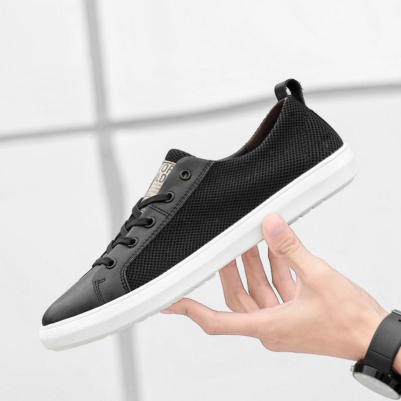 

Men Casual Shoes 2025 Fashion Comfortable Men Sneakers Solid Color White Shoes Summer Mesh Men Shoes 45 чёрный