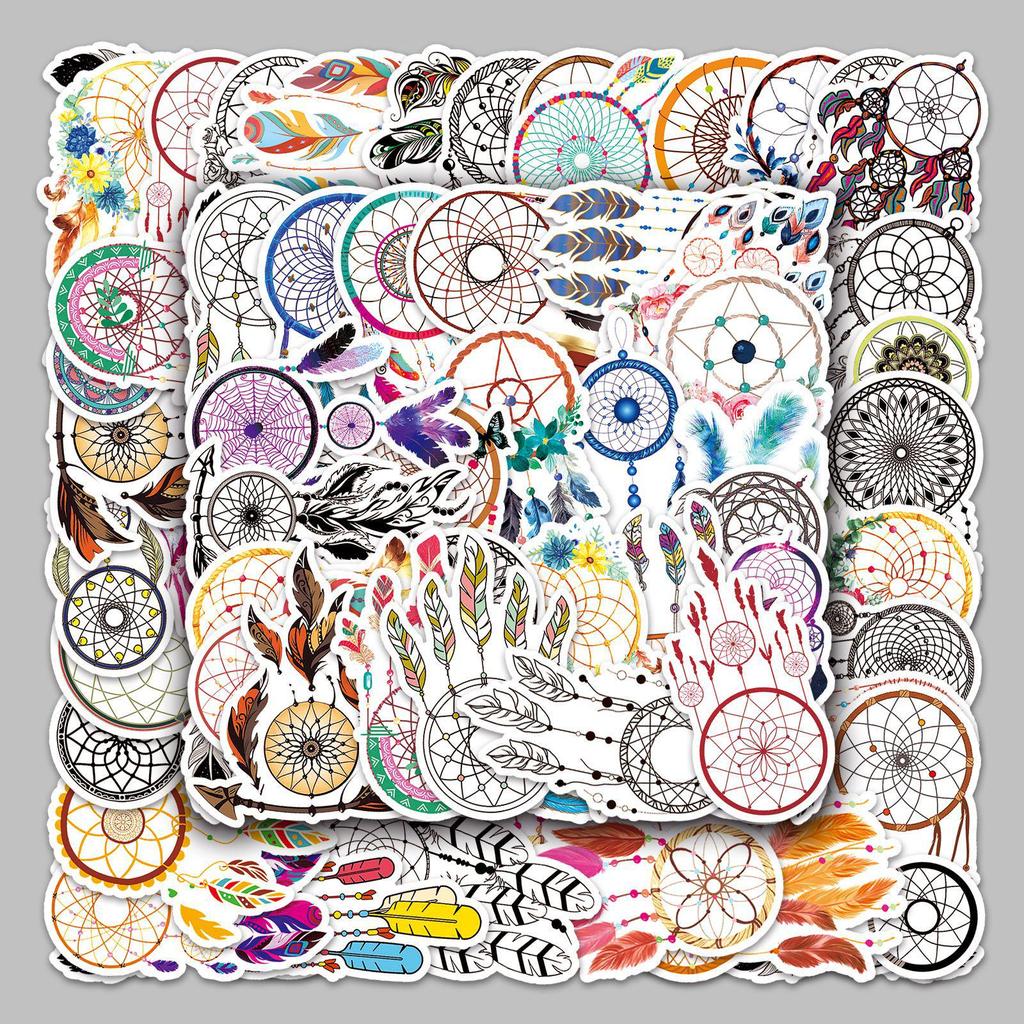 50 Waterproof Dreamcatcher Stickers for Luggage, Scooter, Computer & Tablet Decoration