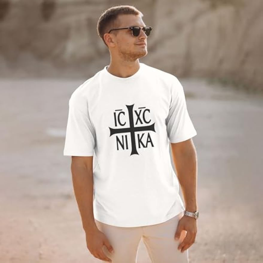 

Christian Orthodox Russian Cross Icxc Men s Short-Sleeved Polyester Material Mans T-Shirt Russian Classics Graphic T Shirts S разноцветный