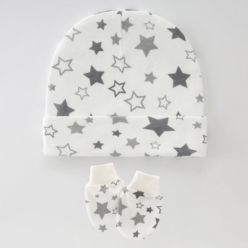 3 Set Baby Bonnet Hat Feature Foldable Cuff with Mittens Cotton Fabric Gentle On Skin Multiple Color Available
