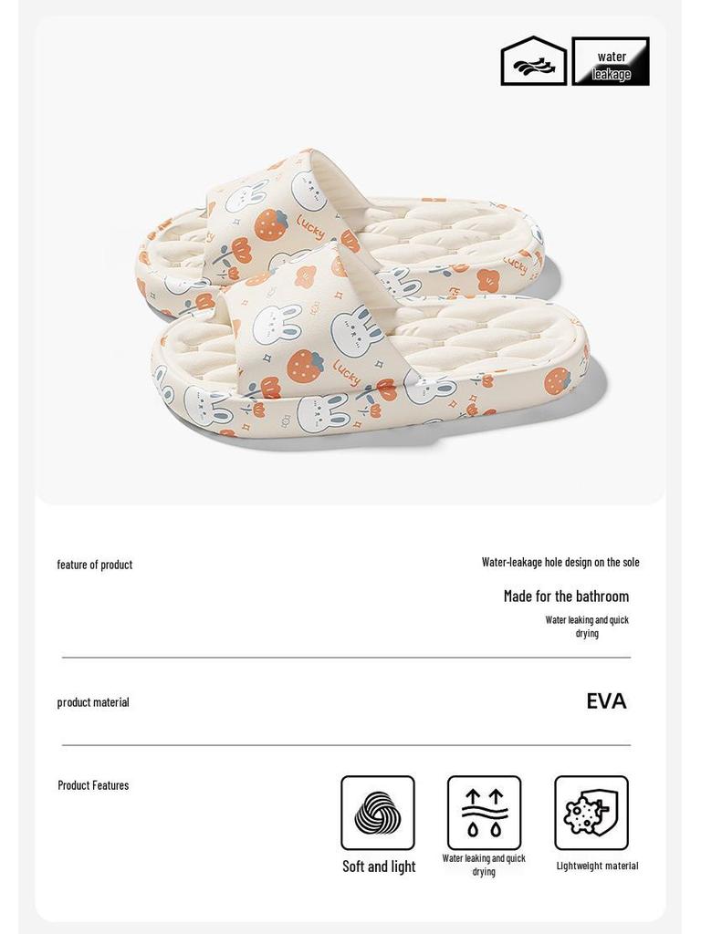 Women's Leakproof Cartoon Print Quick-Dry Slippers - Anti-Slip Soft Sole Sandals for Summer