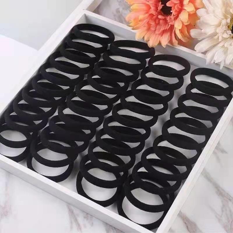 100pcs Black Large Soft Nylon Hair Elastics Ties Rope For No Damage Ponytail Holder Women Leagues Accessories