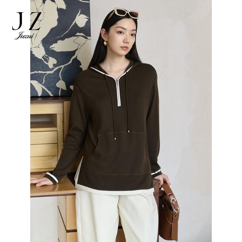 JUZUI Women s Casual Hooded Wool Blend Knit Sweater S