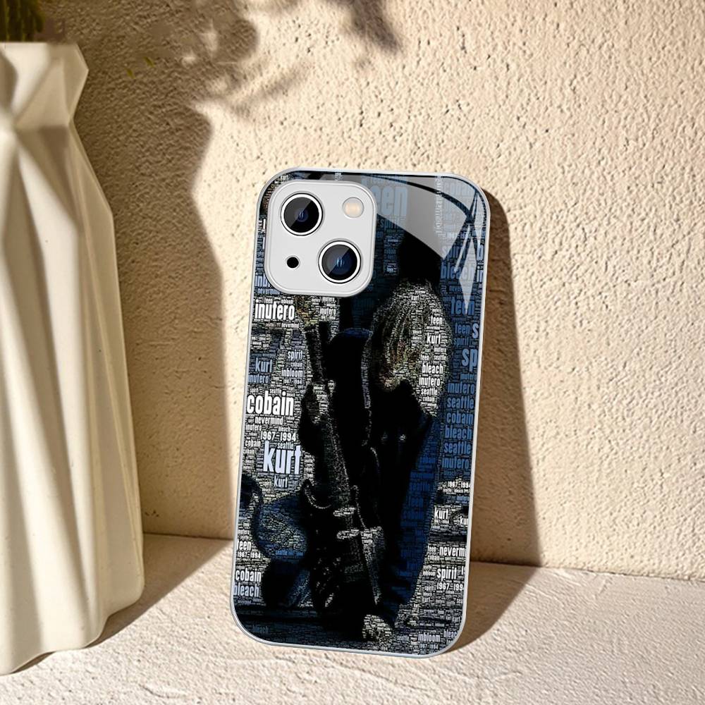 N-Nirvanaes Rock Band Phone Case Tempered Glass For iphone 14 13 12 11 Pro Mini XS MAX 14Plus X XS XR Fundas