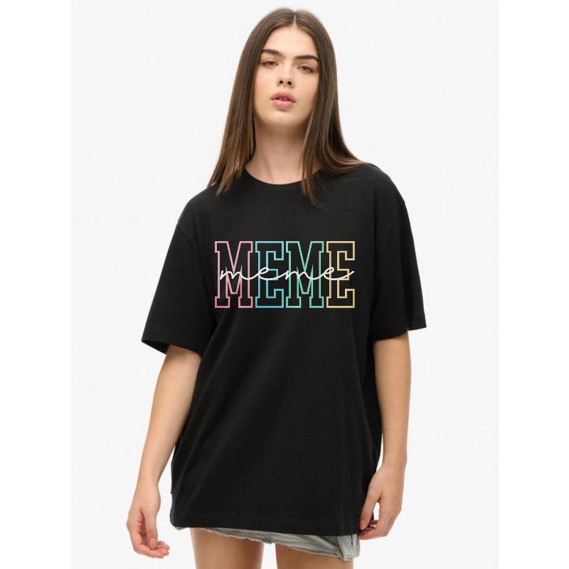

Oversized T Shirt Black Meme Text Print Graphic Tee Casual Wear For Women Streetwear Fashion Trendy Top Summer Outfit XXXXL чёрный