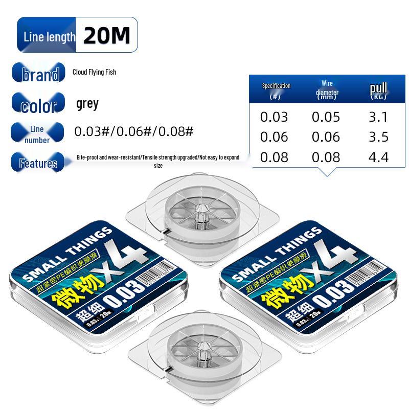 Mikro PE Dyneema Slitesterk Superfin Flettet Fiskesnøre