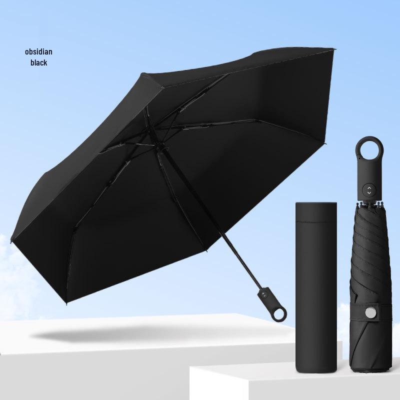 Fully Automatic Five-Fold Umbrella with Black Glue Sunscreen, UV Protection, and Dual-Use for Rain or Shine