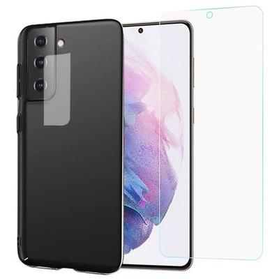 Vollständiger Schutz Gehärtetes Glas für Samsung Galaxy A53 5G + Gehärtetes Glas Rückkamera + Weiche Silikonhülle Schwarz - Yuan Yuan