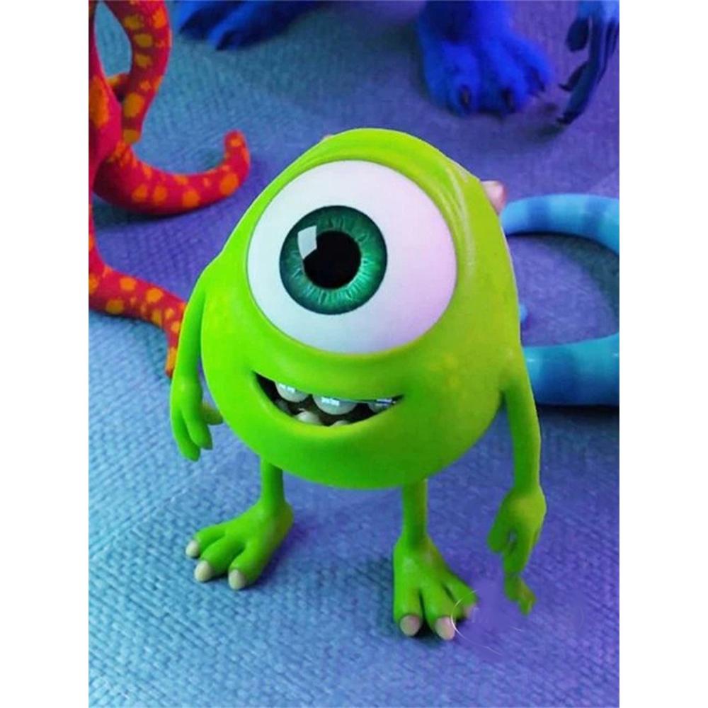 Disney Diamond Painting Mike Wazowski Figurine, Cartoon 5D Diamond Cross Stitch Mosaic Home Decor Gift Round 20x30cm