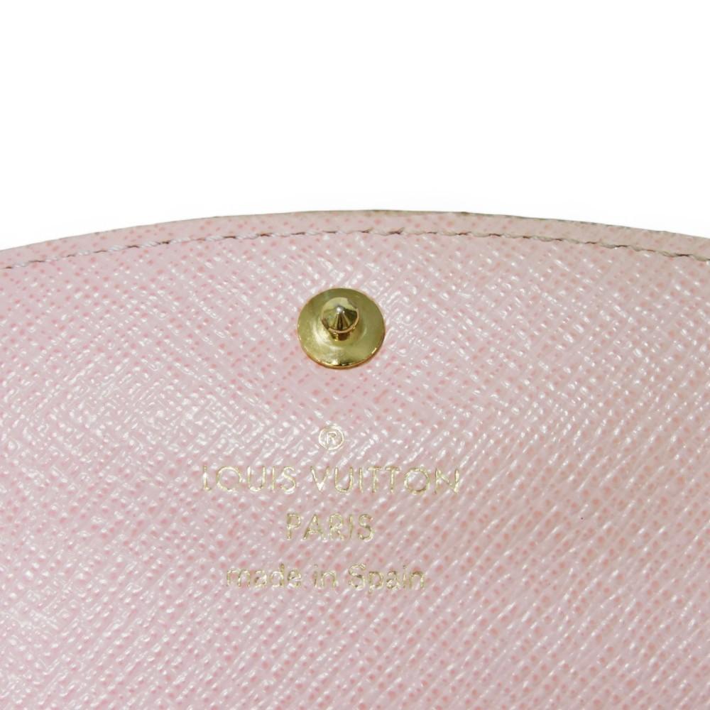 Used 12564 Portefeiulle Kaisa N61227 7940 Logo Ebene Brown Pink Bifold Two-tone Damier Rose Ballerine Ladies from Japan