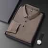 New Men'S Business Casual Long Sleeved Shirt Solid Color Polo Shirt Fashionable Breathable Comfortable Versatile Top