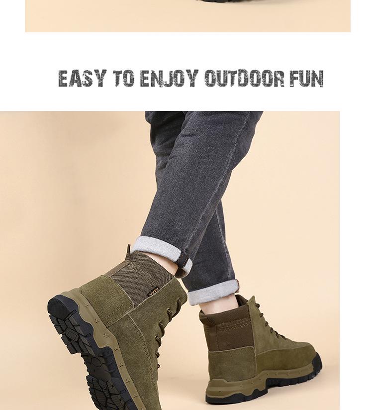 Men's Thickened Cowhide Snow Boots - Wool-Lined, Cold-Proof, High-Top Winter Cotton Martin Boots