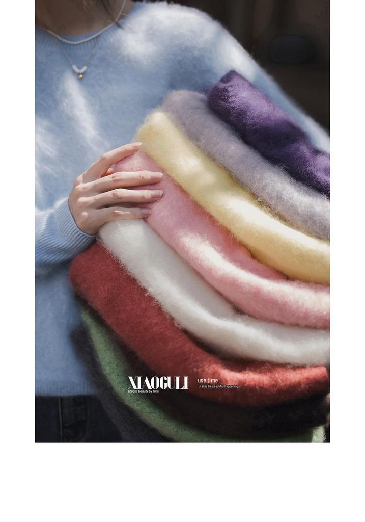 Women's Faux Fur Knit Sweater – Wool & Cashmere Base Layer for Autumn/Winter