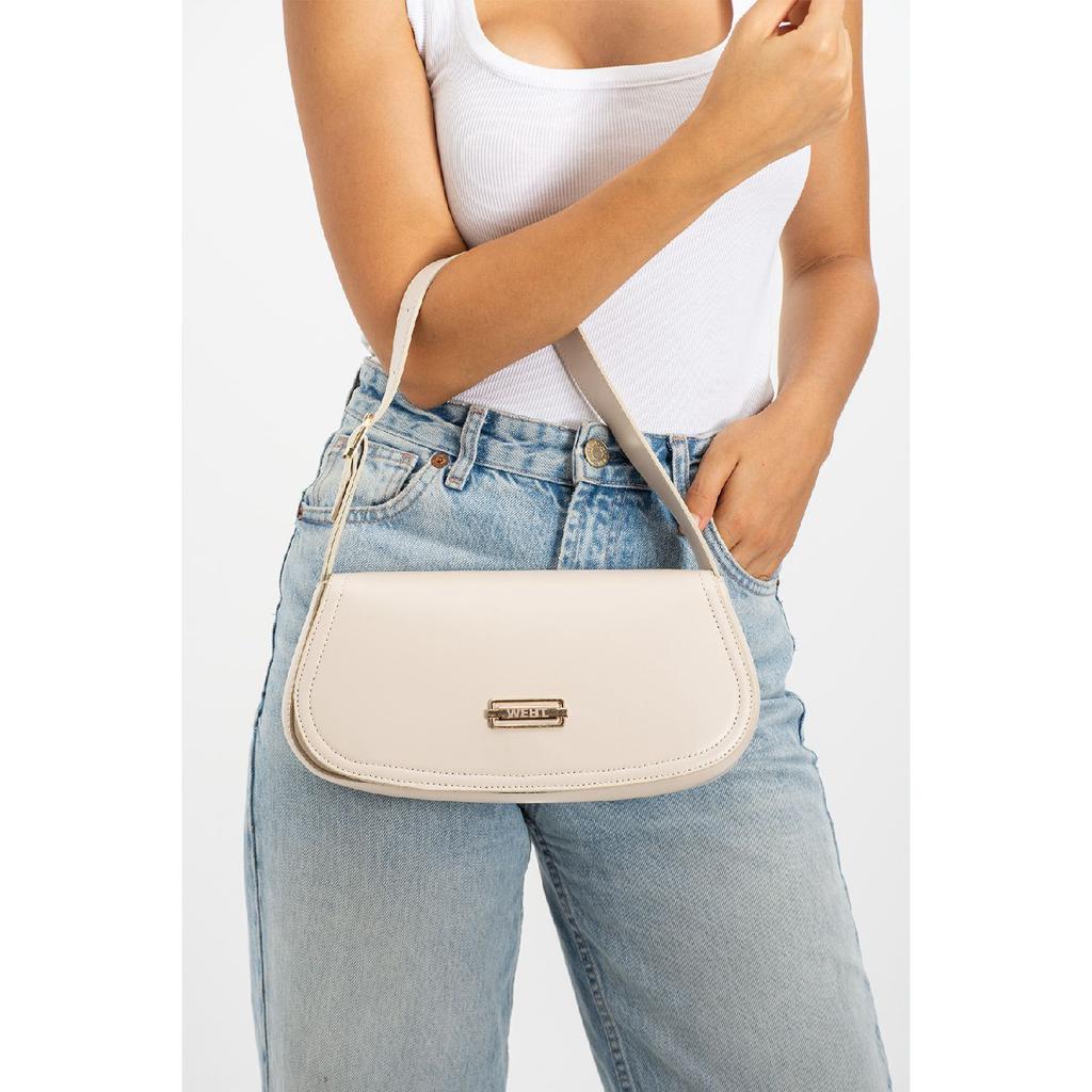 Women's Baguette Lined Snap Closure Handbag And Shoulder Bag