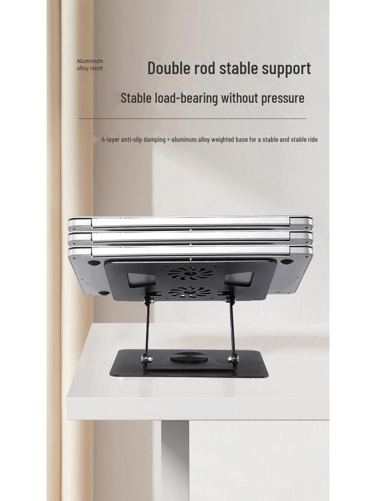 Suporte de metal giratório 360° para laptop com ventilador de resfriamento