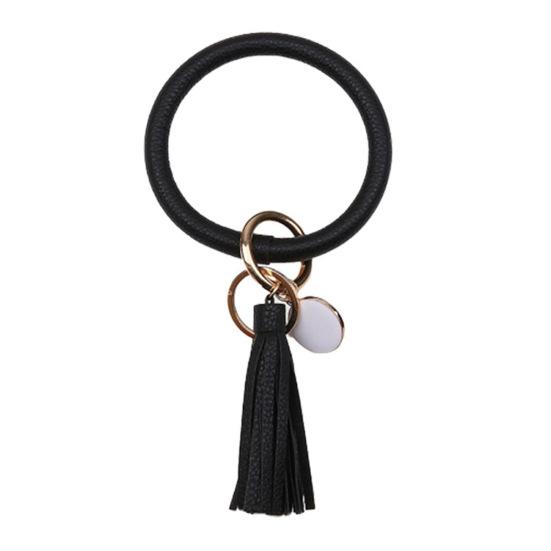 LLavero de piel sintética con dije de borla para mujer, llavero de Soporte para Llavero, regalo