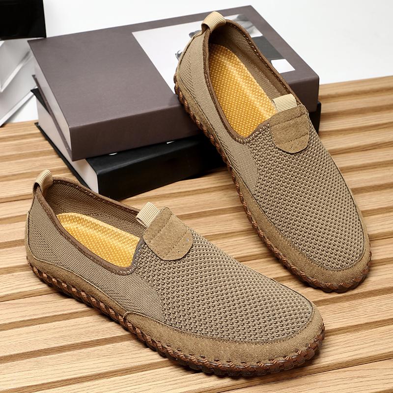 Fashion Soft Sole Mens Summer Mesh Shoes Comfort Casual Sneakers Leisure Walk Male Loafers Outdoor Walking Shoes Slip On Flats Moccasins