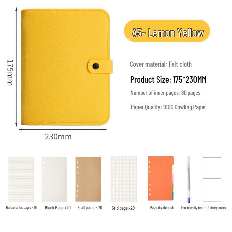 Available: A5/A6 Felt Loose-Leaf Notebook - Retro Original Planner with Buckle, Simple Stylish Stationery.