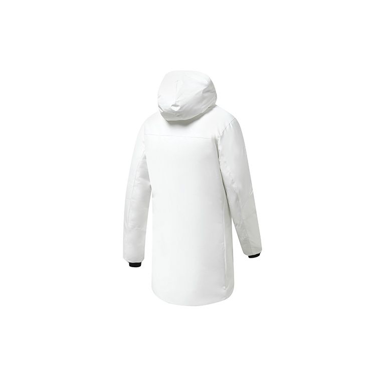 FILA Athletics Embroidered Letter Patch Hooded Windproof Warm Goose Down Mid-Length Down Jacket Women Outerwear White-Jade A11W246910F-WT