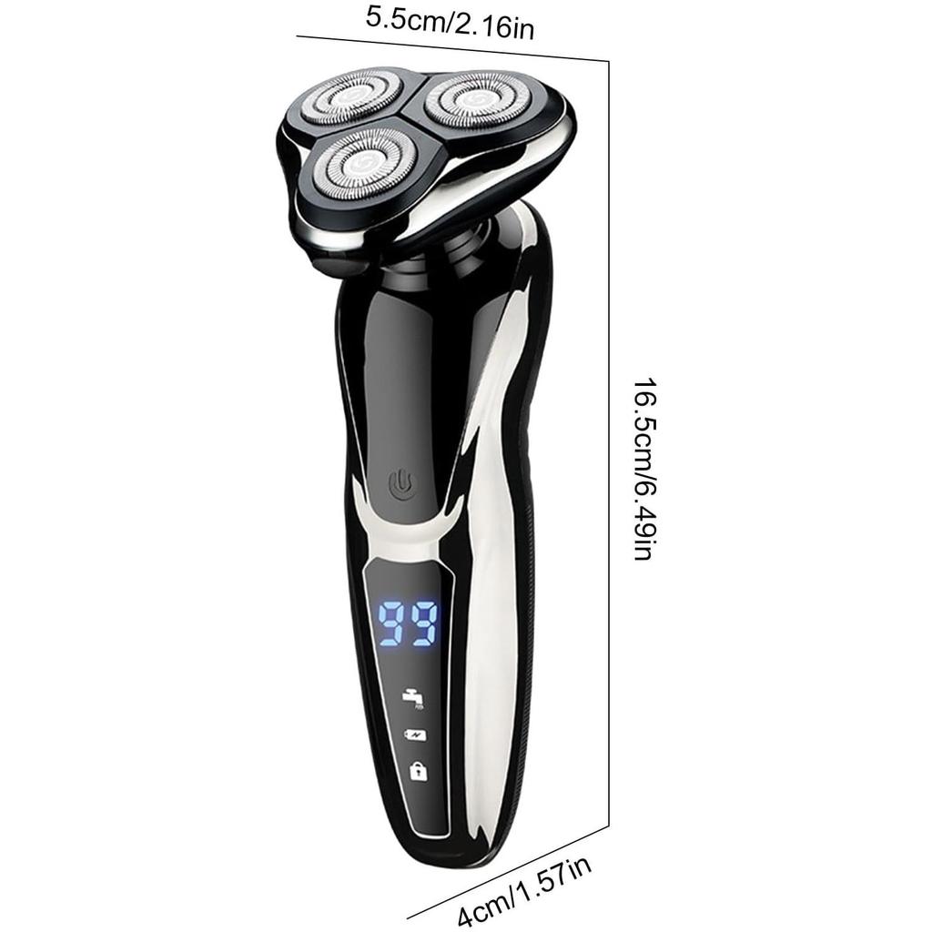 Smart Cordless Men's Razor 3-in-1 Trimmer - IPX4 Waterproof Electric Razor with LED Display and Travel Lock for Full Body Grooming