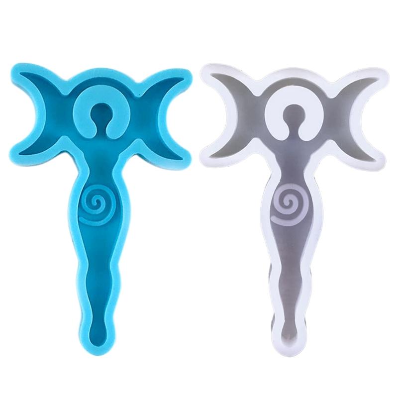 Epoxy Resin Molds Polymer Clay Molds for Handmade DIY Goddess Moon Mould for DIY Necklace Pendant Ornament Keychain