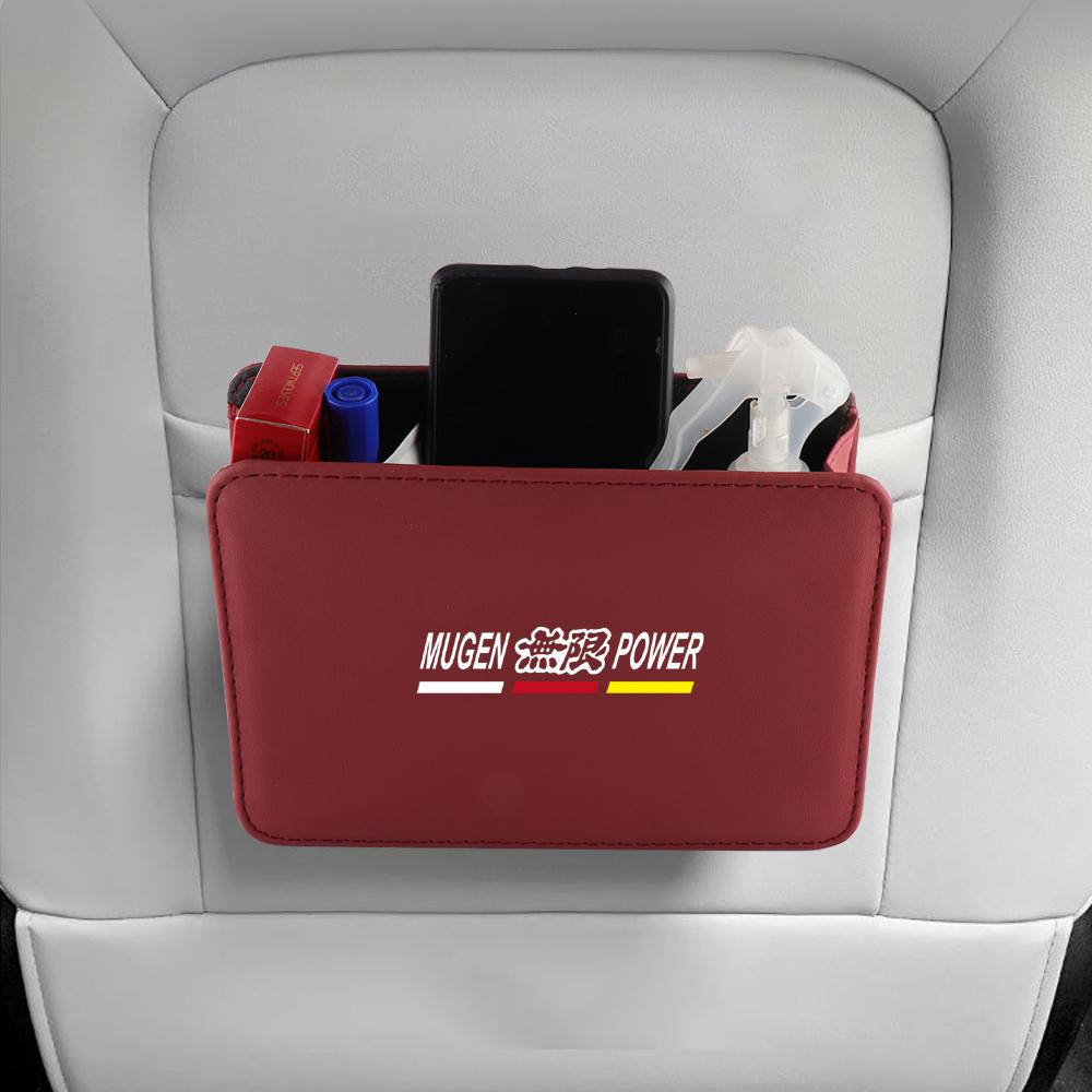 Leather Car Badge Door Storage Box Under Seat Back Trash Bag Interior For Honda Civic Accord Fit City Jazz CR-Z Element Insight