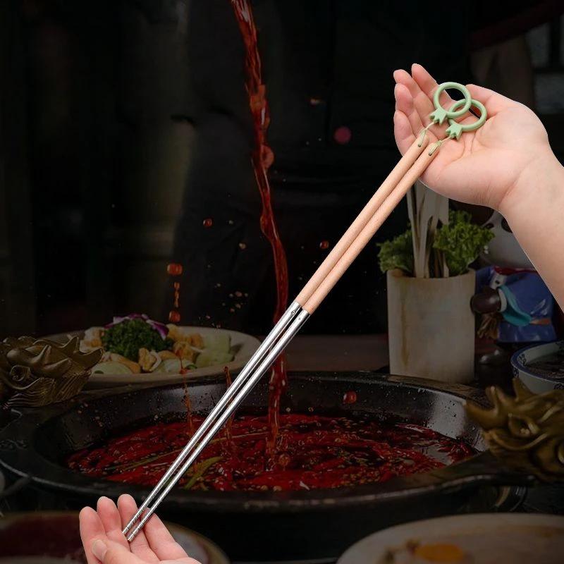 Hanging Stainless Steel Extended Chopsticks Fried Household Hot Pot Tableware Kitchen Anti-scald Fried Youtiao Long Chopsticks