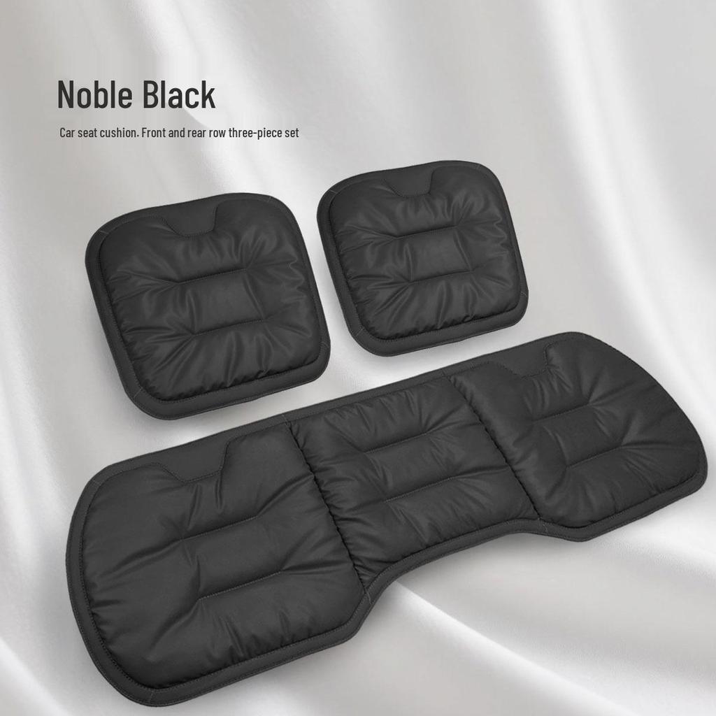 Stain-Resistant Leather Car Seat Cushion Set: High-End Three-Piece for Front and Rear 
