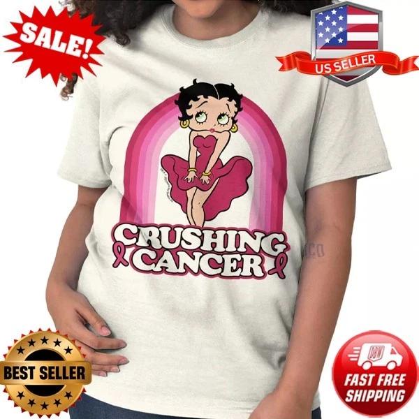 Betty Boop Crushing Breast Cancer Womens Graphic T Shirt M