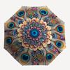 1pc Peacock Feather Mandala Automatic Folding Umbrella - Portable 3-Fold Design, 8-Bone Iron Frame Outdoor Umbrella, Ideal Gift for Fans, Travelers, D