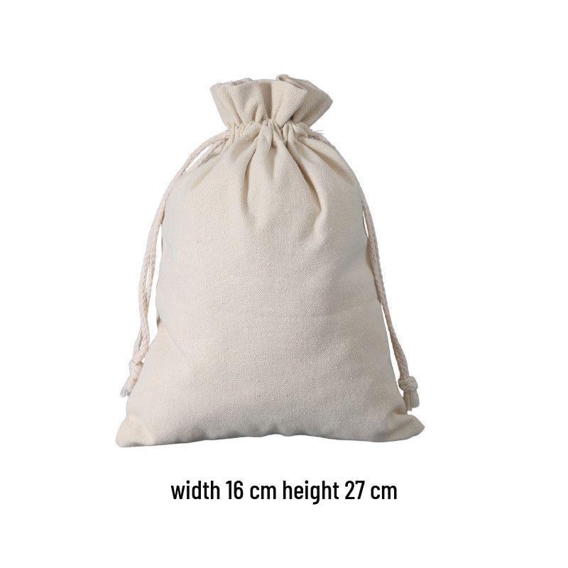 Canvas Drawstring Bag with Printed Logo - Small Linen Storage Bag
