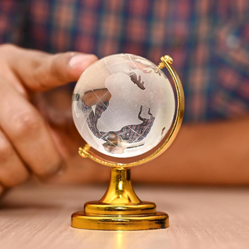 Feng Shui Crystal Ball with Golden Stand – Decorative Office Desk Accessories, Positive Energy Showpiece for Office