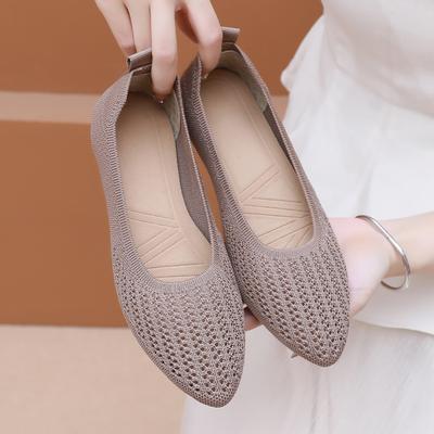 Women's Soft Sole Knitted Loafers Lightweight Non Slip Flat Slip On Shoes Woman Comfortable Breathable Casual Walking Shoes