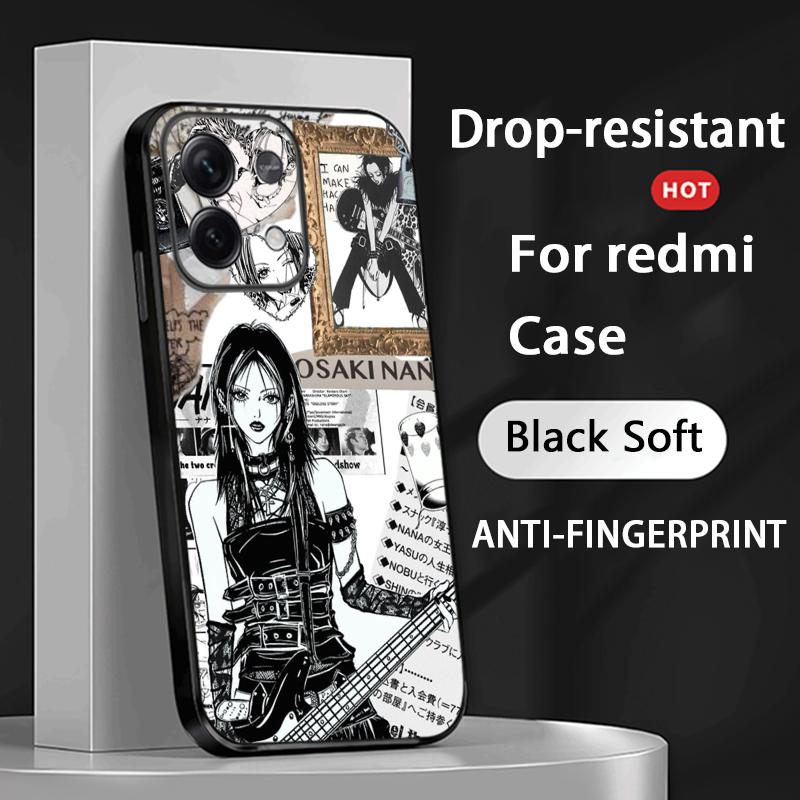 

Black stones Y2K nana cool girl Phone Case For Redmi Note 14 13 12 11 Pro Plus S 5G 14C A3 Soft Black Phone Cover Redmi Note11ProPlus