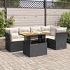 Vidaxl 6-Cz. Set di Mobili da Giardino con Cuscini, Polyrattan Nero