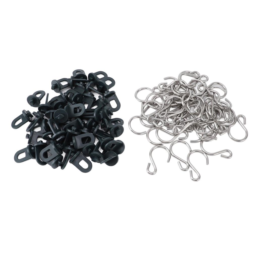 50 Pieces Plastic Roller Clips S Hook Stainless Steel Greenhouse Hook for Plant Pots, 50 Clips and 50 Hooks for Gardening and Planting