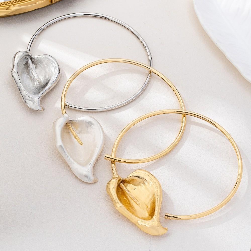 3D Floral Open Choker Necklace Gold Color Statement Choker New Clavicle Chain Jewelry