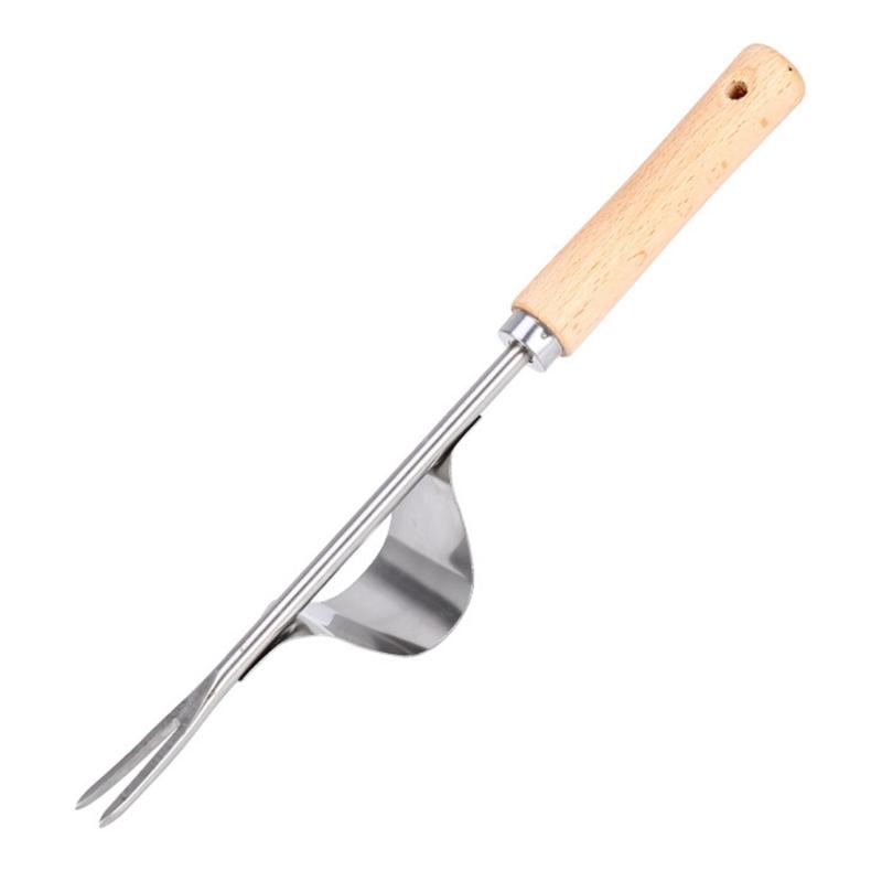 Hand Weeder for Gardening Stainless Steel Weeder Root Weeder with Wooden Handle Manual Weeder for Digging Weeding Loosening