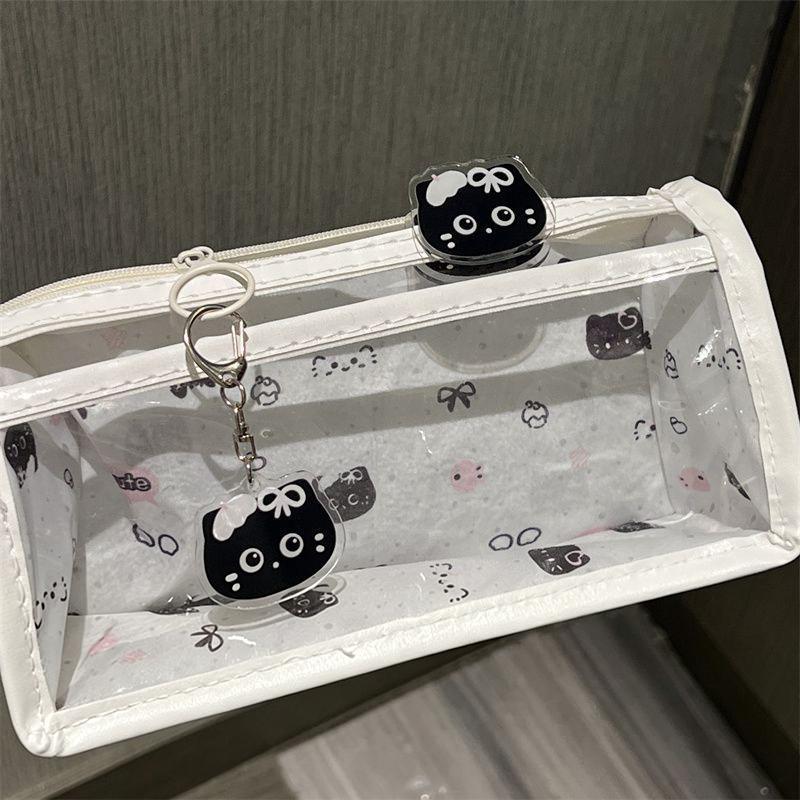 Cute Cartoon Translucent Pencil Case Double Layer Large Capacity Stationery Storage for Kids Students Art Class School Use