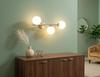 Modern Brass Wall Sconce 3 Light Globe Lamp Mid Century Italian Style Lighting