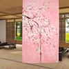 Noren Japonês Cortina Longa para Porta Flores de Cerejeira Rosa Cortina de Porta Tapeçaria para Decoração de Casa Cozinha