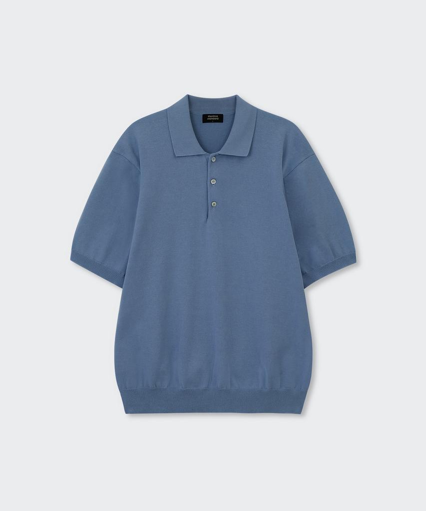 MUSINSA STANDARD Washable Supima Cotton Knitted Polo Shirt [Blue Grey]