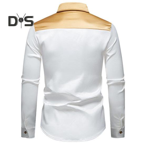 Cămașă Bărbătească Rever Mânecă Lungă Satinată Design Individual Color-Blocking Cămașă Topuri Plachetă cu Nasturi Cămașă Zilnică Vacanță Stradă Haine de Lucru