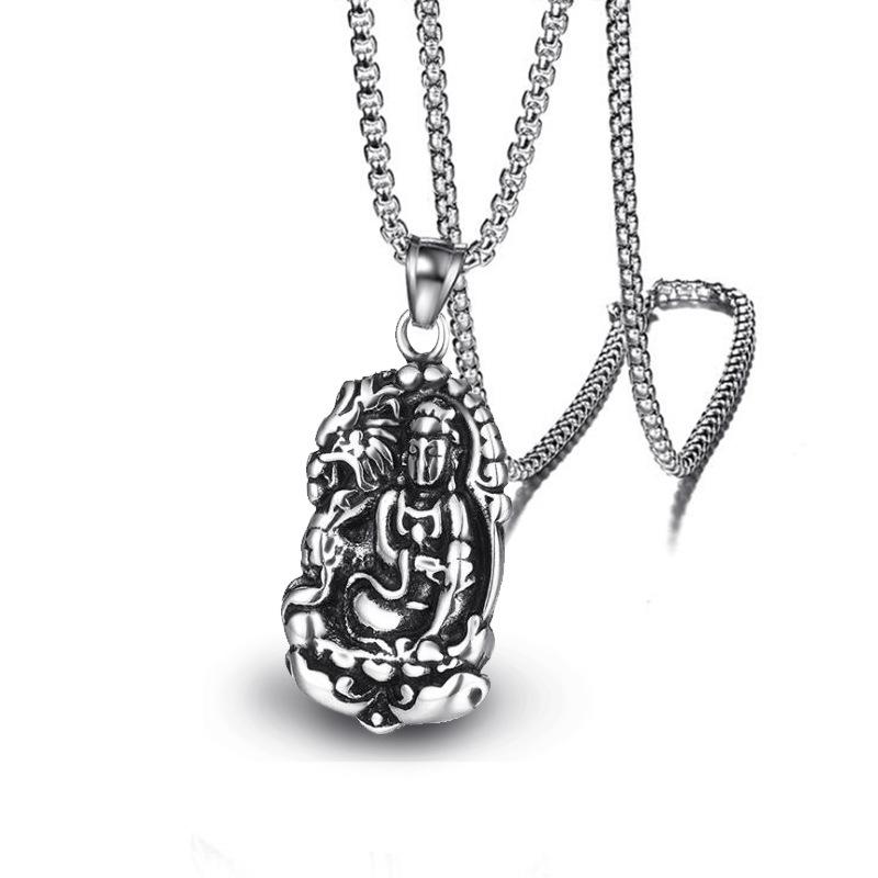 Accessories, Buddha Pendant Necklace, Vintage Faith Titanium Steel Chain Men'S Necklace