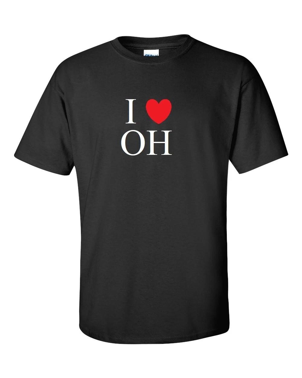 I Heart Love OH Shirt Ohio The Buckeye State Black White Red T-Shirt S-5XL L
