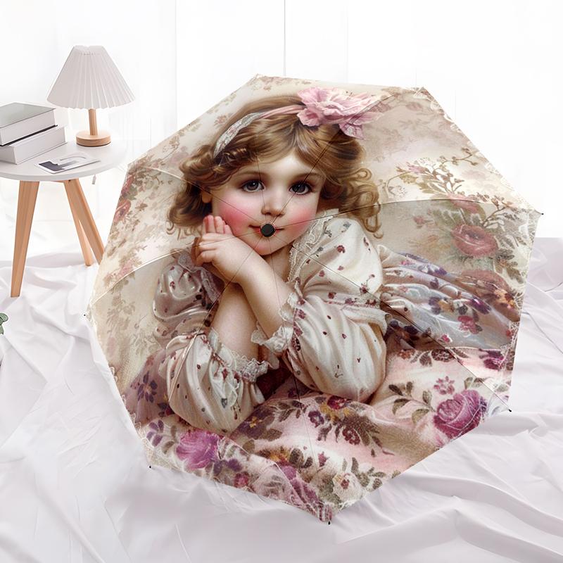 Victorian Princess Umbrella Automatic Open/close, Sturdy Iron Frame & 8-Rib Structure, Umbrella for Women & Men, Christmas Gifts
