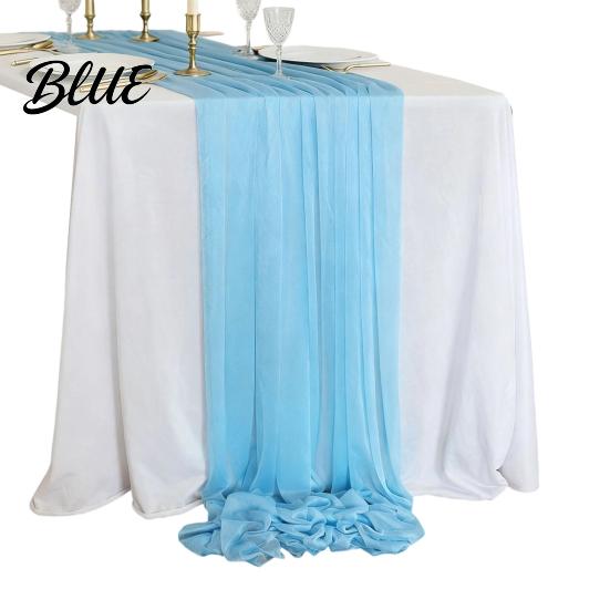 Soft Table Runner Sheer Flowing Runner Chiffon Wedding Elegant Solid Color High Quality