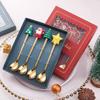 4Pcs Christmas Gift Cutlery Set Elk Christmas Tree Snowman Decoration Coffee Spoons Fruit Fork Dessert Spoon Tableware Gift