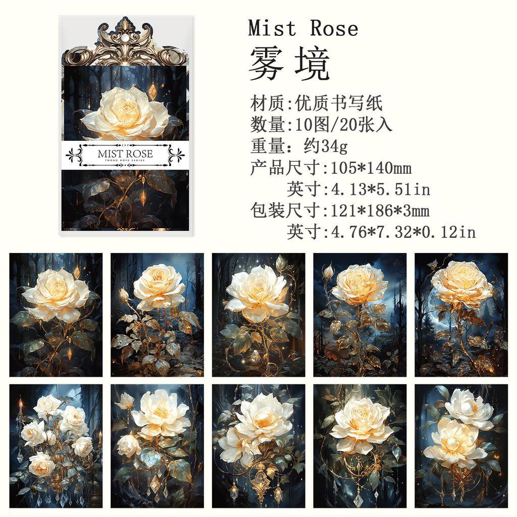 20pcs/lot Memo Pads Material Paper Thorn bushes and flower clusters Junk Journal Scrapbooking  Retro Background Decoration Paper