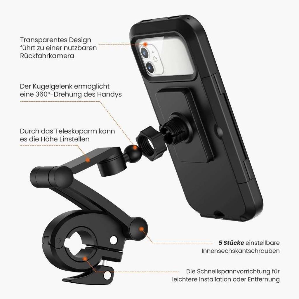 360 Degree Adjustable Waterproof Bicycle Phone Holder Universal Bike Motorcycle Handlebar Cell Phone Support Mount Bracket